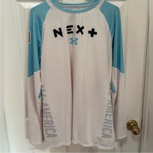 Under Armour NEXT All America limited edition long sleeve blue and white top Lg